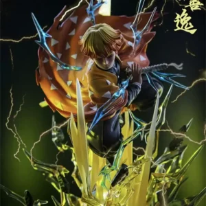 Demon Slayer Figure Agatsuma Zenitsu Double-Headed Luminescable Action Figurine Decoration Model Toys Gift 35cm Anime Statue Pv