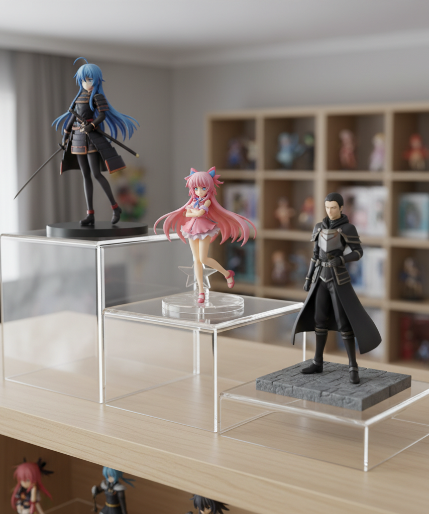 Different acrylic riser sizes for anime figure bases