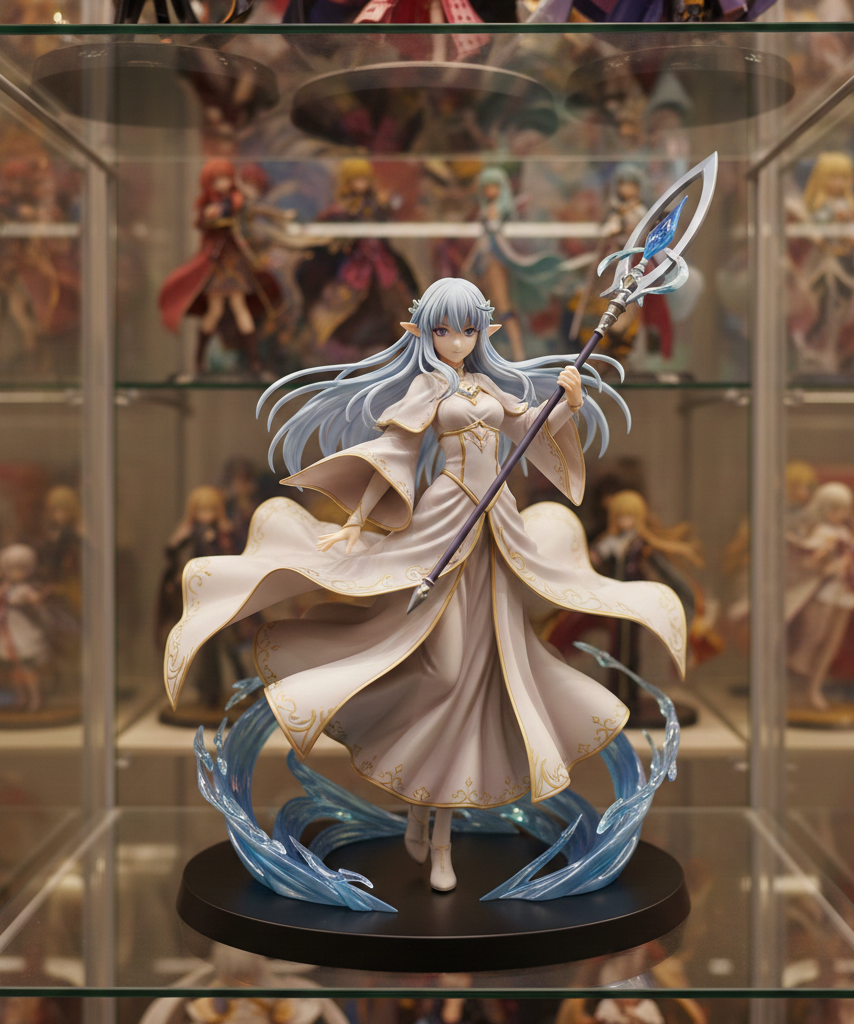 Frieren premium scale figure on a collector shelf