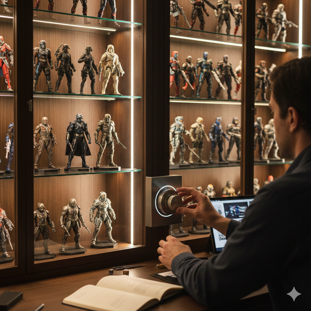 Collector reviewing anime figure seller photos before buying