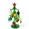 Handmade Glass Christmas Tree Craft Figurines Creative Xmas Decoration with 12pcs Collectible Figure