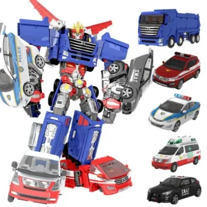 5 IN 1 Hello Carbot Penta Storm Model Transformation Robot Toys Action Figures Deformation Police Cars Toy for Children Gift