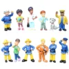 12Pcs/set Fireman Sam Cartoon Anime Fire Fighting PVC Boy Girl Collectible Figure