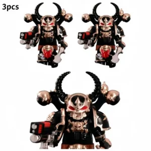 2025 NEW Black/Gold Armor Figures - Skull Motifs, Red Eyes, Multiple Weapons, Intricate Details, Collectible Display