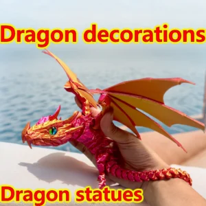 42Cm/16.54In 3D Printed Dragon Moveable Joints Animal Model Home Desktop Decoration Ornament Gift Collectible Statue