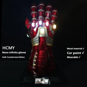 1:1 Metal The Avengers Final Battle Iron Man Nano Infinity Gloves Led Light Model Cosplay Party Anime Stage Show Prop Surprise