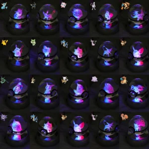 23 Styles POKEMON 3D Crystal Ball Eevee Umbreon Mega Charizard X Squirtle Bulbasaur Pokeball Figure Night Light Glass Ball Decor