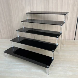 Black Acrylic Shelf Display Stand Perfume Cupcake Stand Figures Toys Desserts Holder Collection Cosmetic Shelves Organizers
