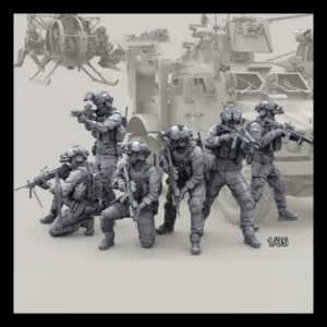 1/35 Resin Figure Unpainted Model Kit, military theme, (6 people) Unassembled and unpainted GK,