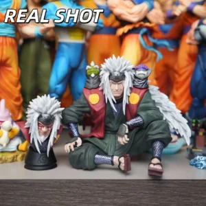 【HY STUDIO】Jiraiya Figure Sitting Pose Naruto Shippuden Anime Model Statue Collectible Toy Gift for Fans Decoration