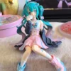 Hatsune Miku Pink Sakura Sitting Position PVC Model Decoration Collect Action Figure