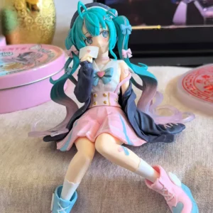 New Hatsune Miku Anime figure Pink sakura sitting position PVC Action figure model toy decoration collect gifts
