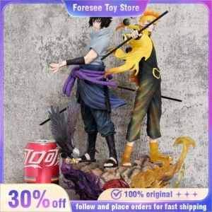 38cm Naruto Shippuden Figurine Naruto Uzumaki Uchiha Sasuke Japanese Anime PVC Action Figure Toy Statue Collection Model Doll