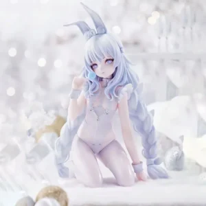 15CM Anime Azur Lane MNF Le Malin white rabbit Q version kawaii Kneeling posture Figure PVC Model Toys Doll Ornaments Gifts