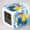 8x8x8cm Anime Pokemon Pikachu Electronic Alarm Clock Digital Luminous Watch Collectible Figure