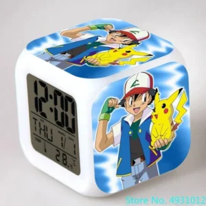 New 8x8x8cm Anime Pokemon Pikachu Electronic Alarm Clock Digital Clock Luminous Watch Color Changing Child Student Figure Gift