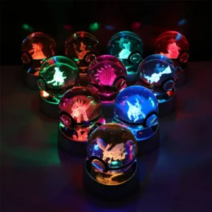 Pokemon Crystal Ball 3D LED Lamp Shaymin Milotic Piplup Giratina Chandelure Model Toy Night Light Colorful Lighting Gifts