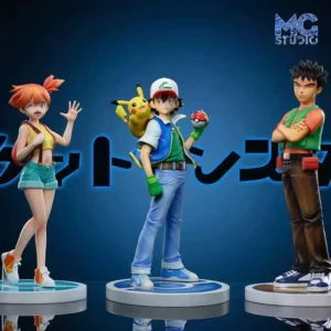 18cm Ash Ketchum Anime Figure Brock Action Figure Misty Figurine Gk Statue Model Doll Collection Decoration Room Desk Toys Gift