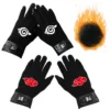 Anime Naruto Slayer Red Cloud Warm Gloves for Women Men Kids Winter Accessory Set