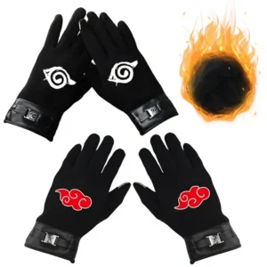 Anime Naruto Slayer Red Cloud Warm Gloves for Women Men Kids Winter Warm Fleece Full Wrap Cotton Touch Screen Gloves Toys Gifts