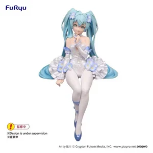 Original FuRyu Hatsune Miku Anime Flower Fairy Nemophila Pail Blue Color Noodle Stopper Action Figure Model Figurine Toys