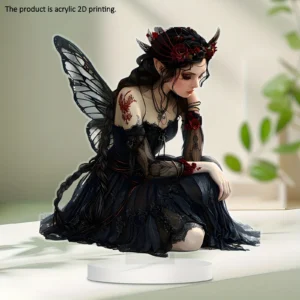 1 piece of charming black butterfly fairy acrylic statue for home and office decoration. It's a gift for the fairy