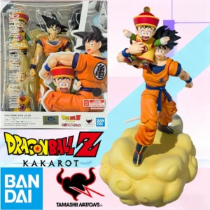 Bandai S.H.Figuarts Dragon Ball Z Goku & Gohan Kid Ver. & Kintoun Action Figure Set 14cm/6cm Movable Collectible Model PVC ABS