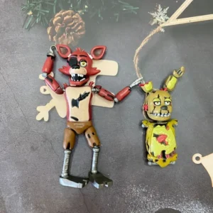 14CM FNAF PVC Action Figures - Nightmare Freddy Bonnie Foxy Chica Movable Blacklight Edition Collectible Model Toys