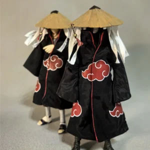 Handmade SHF 1/12 Naruto Genius Ninja Uchiha Itachi Hooded Robe Bamboo Hat Accessories Fit 6inch Anime Action Figures Body Model