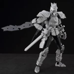 ​9L3D Lucky13 Silver Armor Knight Action Figure Dummy13 with TripleWeapon T13 Multi-Jointed 3D Printed Collectible Toy Titan13​