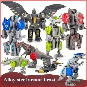 3 in1 Beast Dinosaur Alloy Transformation Action Figure Toys T-rex to Robot Deformation, Multiple Fit for 6+ Kids Toys Model Kit