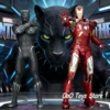 23cm/9.05in Anime the Avengers Black Panther and Iron Man PVC Statue Collectible Figure