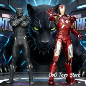 23cm/9.05in Anime The Avengers Figure Black Panther And Iron Man Action Figures Pvc Statue Collection Model Toys Gifts