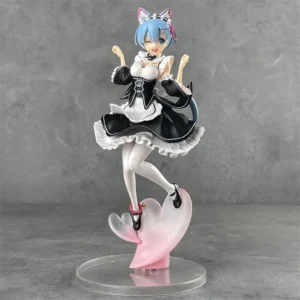Rem Cat Ear Maid Style Figure Anime Girl Model Statue Gift for Anime Fans & Home Decor