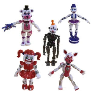5 Pcs/Set Midnight Toy Bear Game Funtime Foxy Sister Location Horror Doll Lightening Movable Joint Toys