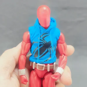 1/12 Scale Blue Hoodie Sweatshirt Vset Distressed Wire Hat Clothes Model for 6'' Mafex Body Action Figures Display