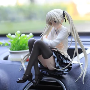 11CM Kasugano Sora Anime Figure Sexy Pleated Skirt Holding Rabbit Seated Model Toys Children PVC Gift Doll