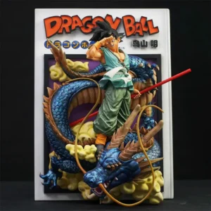 46cm Dragon Ball Goku Gk Statue Comic Cover Dragon Base With Red Staff Anime Scene Figurine Desktop Decor For Anime Collectors