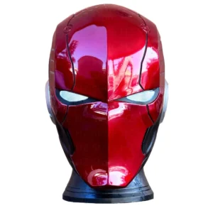 Arkham Knight Mask with Light Eyes Red Hood Gothan Helmet Halloween Cosplay Masque Fiberglass Flipping Mold Non 3D Printing Gift