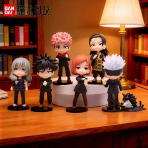 Bandai Jujutsu Kaisen 6-piece Q Version Figures - Gojo Satoru, Itadori Yuji, Anime Merchandise, Car Decor Ornaments, Fan Collect