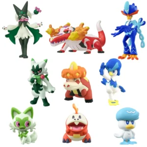 New Original TAKARA TOMY Pokemon Figures MS Skeledirge Quaxwell Crocalor PVC Anime Monster Collection Perfect Child Gift Toys