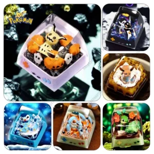 Pokemon Resin Keycap Anime Characters Pikachu Mega Gengar Eevee Onix 3D Keycaps For Mechanical Keyboard accessories Cute Gifts