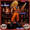 JT 34cm Super Saiyan 3 Goku Statue,Dragon Ball Z SSJ3 Anime Model,PVC Collectible Figure