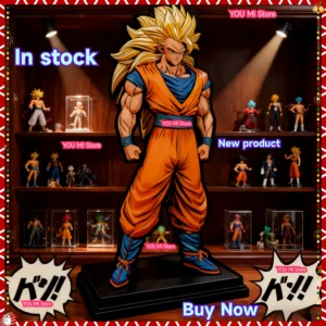 JT Collection 34cm Super Saiyan 3 Goku Statue,Dragon Ball Z SSJ3 Anime Action Figure Model,PVC Desktop Decor Collector Gift Toys