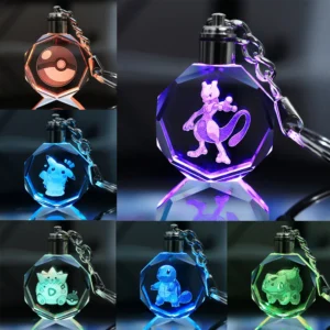 Pokemon Anime Figure Pikachu Pokeball Charizard Eevee Jigglypuff Crystal Luminous Keychain Pendant Children's Toy Birthday Gifts