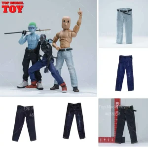 1/12 Scale Trendy Washed Straight Leg Jeans Belt Clothes Accessory Model fit 6'' Male Soldier Action Figure Body Dolls Toy