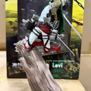 Attack On Titan Levi Ackerman Figure Tree Stump Battle Standing Pose Statue 28cm Scout Regiment Anime Collectible Desktop Decor