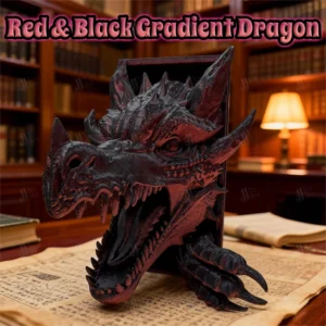 1pc Red & Black Gradient Dragon Head Figurine, suitable for desktop, bookshelf, office & entryway display. Perfect for New Year