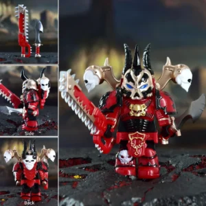 Warhammer 40k Chaos Space Marine Action Figure - Black Legion, Green Eye Lens, Spiked Armor, Combi-Bolter, Collectible Miniature