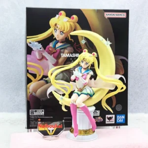 Original Bandai Sailor Moon Anime Action Figurine Kawaii Desktop Ornamental Model Usagi Animation Periphery Exquisite Toy Gifts